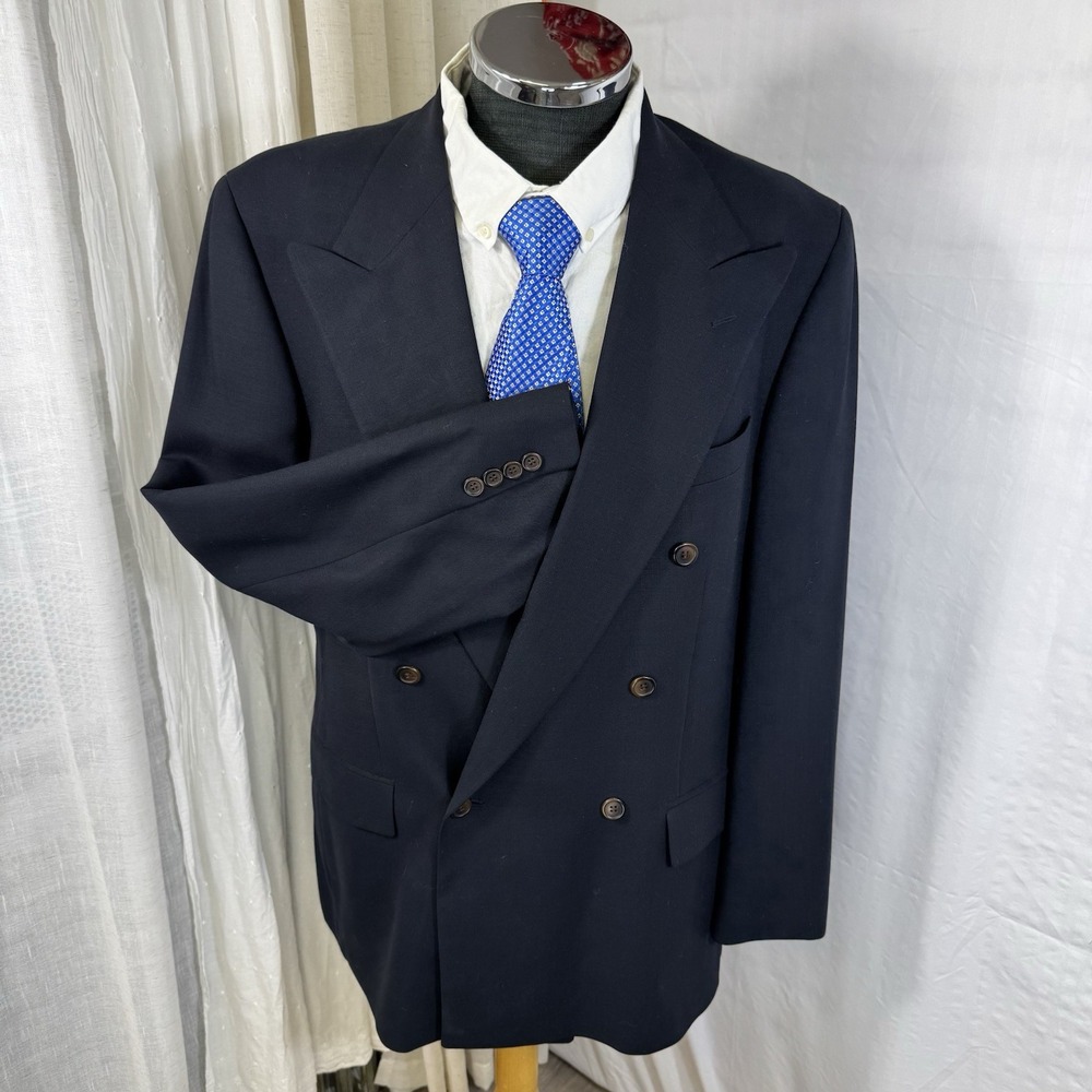 Polo University Club Ralph Lauren Double Breasted Navy Wool Blazer Men 43T
